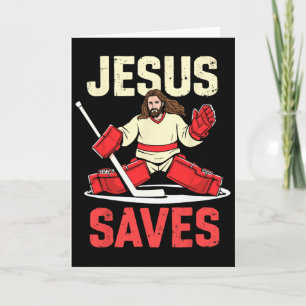 Jesus Saves Ice Hockey Goalie Player Christian Fun Card