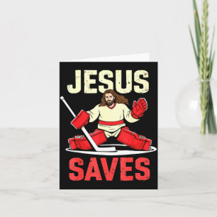Jesus Saves Ice Hockey Goalie Player Christian Fun Card