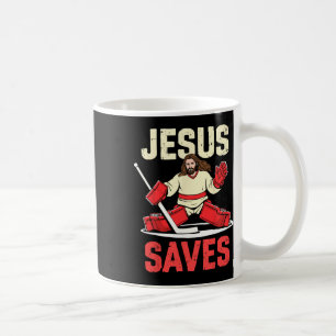 Jesus Saves Ice Hockey Goalie Player Christian Fun Coffee Mug