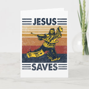 Jesus Saves Ice Hockey Goalie Sport Religious Chri Card