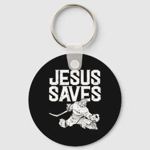 Jesus Saves Ice Hockey Goalie Sport Religious Chri Keychain