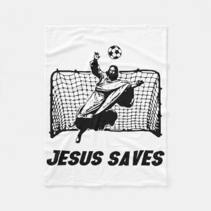 Jesus Saves Jesus Saved Soccer Goal Goalie Fleece Blanket