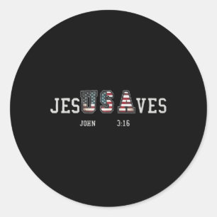 Jesus Saves Jesusaves Usa American Flag Patriotic Classic Round Sticker