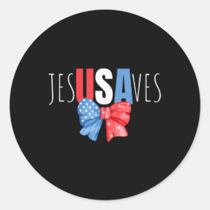 Jesus Saves Jesusaves Usa American Flag Patriotic Classic Round Sticker