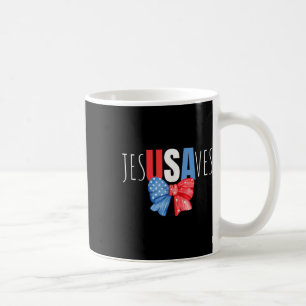 Jesus Saves Jesusaves Usa American Flag Patriotic  Coffee Mug