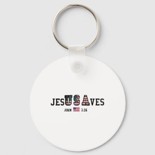 Jesus Saves Jesusaves Usa American Flag Patriotic Keychain
