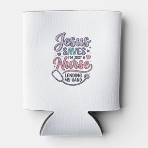 Jesus Saves Nurse Faith Shirt Design_1 Can Cooler