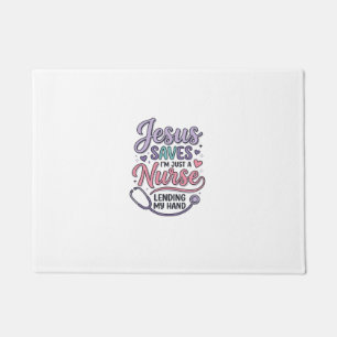 Jesus Saves Nurse Faith Shirt Design_1 Doormat