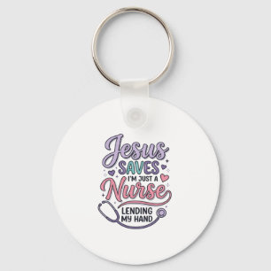 Jesus Saves Nurse Faith Shirt Design_1 Keychain