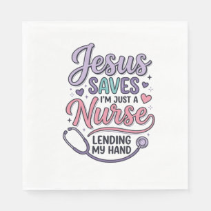 Jesus Saves Nurse Faith Shirt Design_1 Napkin