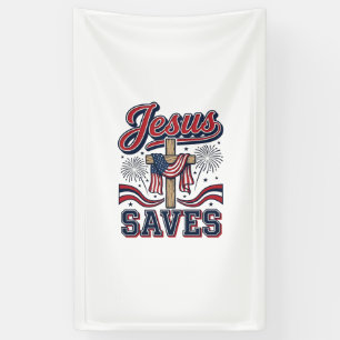 Jesus Saves Patriotic Christian Vintage Shirt Desi Banner