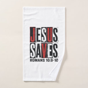 Jesus Saves Romans 10_9 Christian Vintage Shirt De Hand Towel