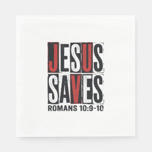 Jesus Saves Romans 10_9 Christian Vintage Shirt De Napkin