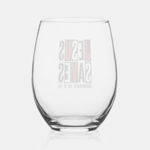 Jesus Saves Romans 10_9 Christian Vintage Shirt De Stemless Wine Glass