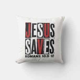 Jesus Saves Romans 10_9 Christian Vintage Shirt De Throw Pillow