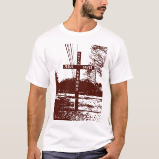 Jesus Saves Satan Spends T-Shirt by Matt Landon