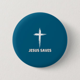 Jesus saves small cross huge faith 3 christ 2 inch round button