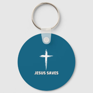 Jesus saves small cross huge faith 3 christ keychain