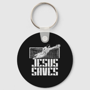 Jesus Saves Soccer Footbyll Christian Goalie Goalk Keychain