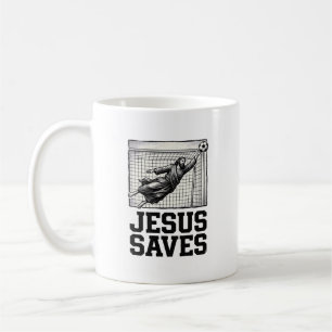 Jesus Saves Soccer Goalie Vintage Engraving Shirt_ Coffee Mug