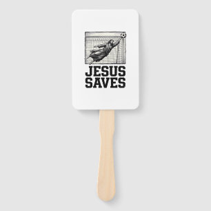 Jesus Saves Soccer Goalie Vintage Engraving Shirt_ Hand Fan
