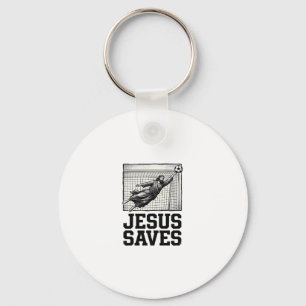 Jesus Saves Soccer Goalie Vintage Engraving Shirt_ Keychain