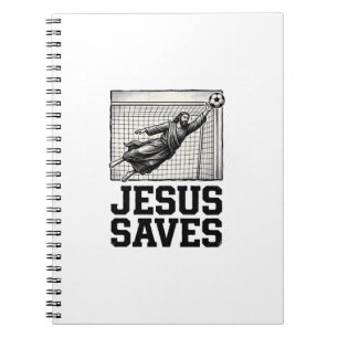 Jesus Saves Soccer Goalie Vintage Engraving Shirt_ Notebook