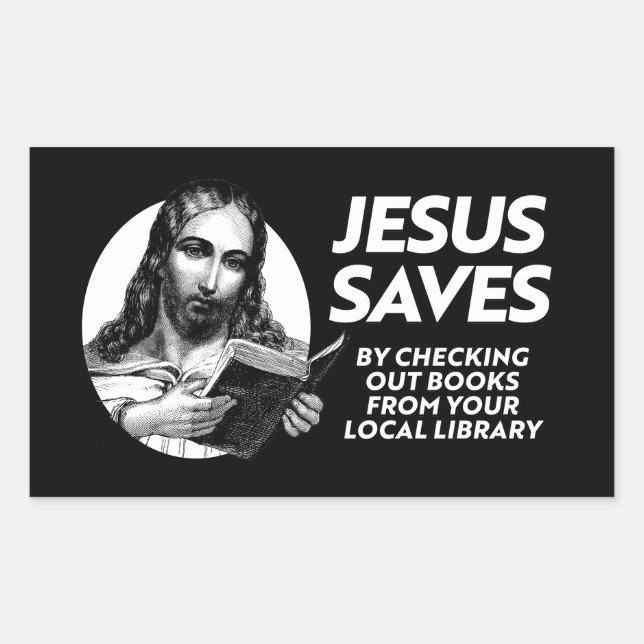 Jesus Saves Time for Reading Banned Books Sticker (Front)