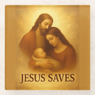 Jesus Saves unique christian gifts Christian Glass Coaster