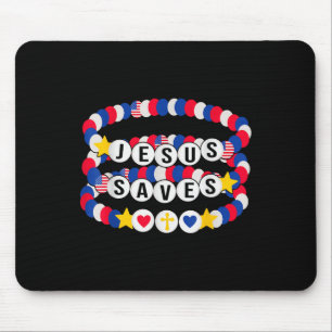 Jesus Saves Usa Bracelets Patriotic Christian Girl Mouse Pad
