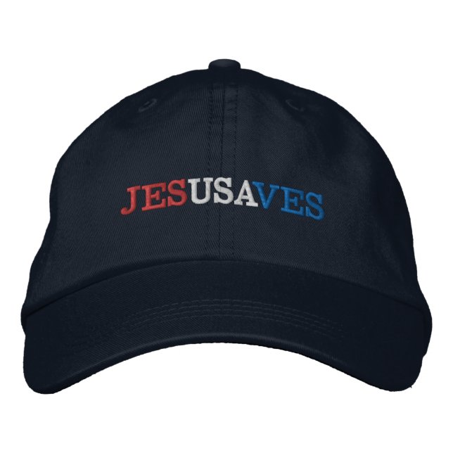 Jesus Saves USA Tri-Colour Embroidery Embroidered Hat (Front)