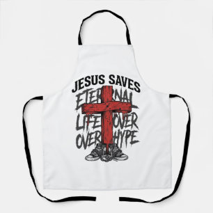 Jesus Saves Vintage Cross Christian Streetwear Shi Apron
