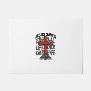 Jesus Saves Vintage Cross Christian Streetwear Shi Doormat