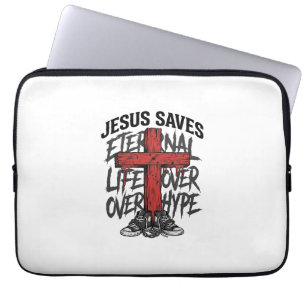 Jesus Saves Vintage Cross Christian Streetwear Shi Laptop Sleeve