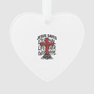 Jesus Saves Vintage Cross Christian Streetwear Shi Ornament