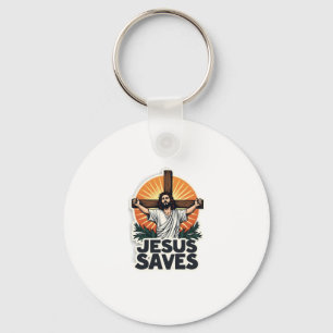Jesus Saves Vintage Engraving Faith Shirt (1) Keychain