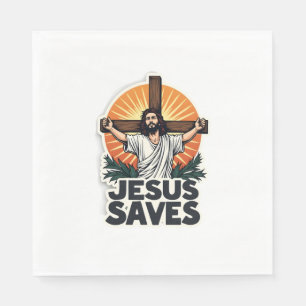 Jesus Saves Vintage Engraving Faith Shirt (1) Napkin