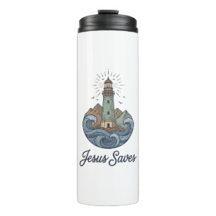 Jesus Saves Vintage Lighthouse Christian Shirt_1 Thermal Tumbler