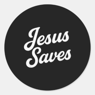 Jesus Saves Vintage Script Classic Round Sticker
