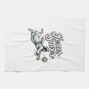 Jesus Saves Volleyball Vintage Christian Shirt Kitchen Towel
