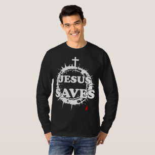 Jesus Saves with Cross and Crown of Thorns T-Shirt