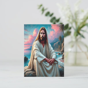 Jesus Savior by Shore in Quiet Reflection Postcard