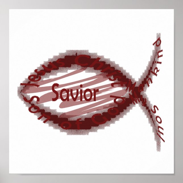 Jesus Saviour Fish Symbol Poster (Front)