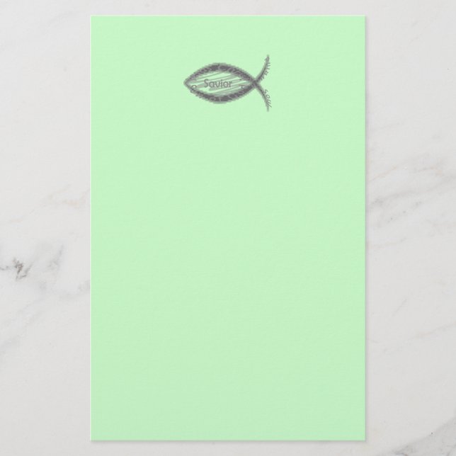 Jesus Saviour Fish Symbol Stationery (Front)