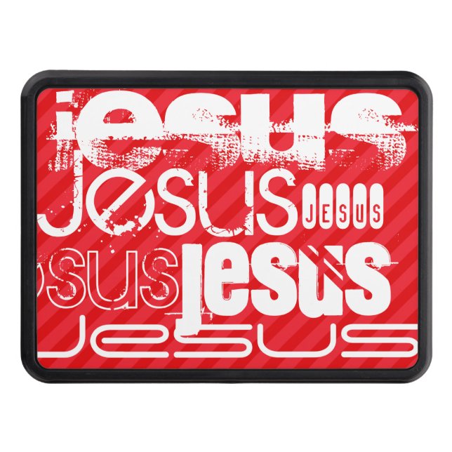 Jesus; Scarlet Red Stripes Trailer Hitch Cover (Front)