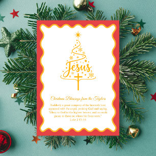 Jesus Script Christmas Tree Blessings Holiday Card