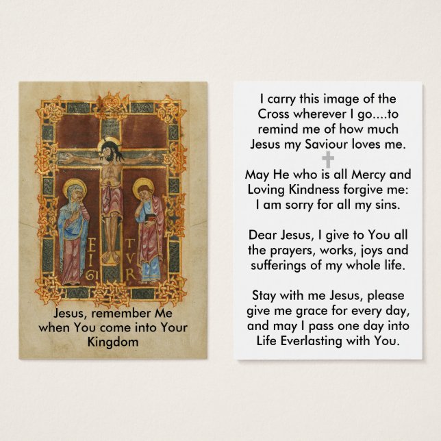 Jésus se souvient de moi carte de prière (Devant & derrière)