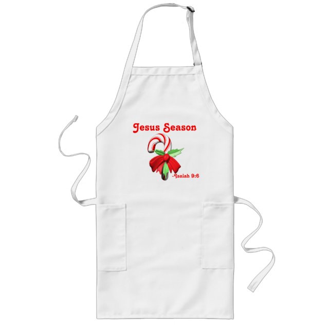 Jesus Season Candy Cane Customize It Long Apron (Front)