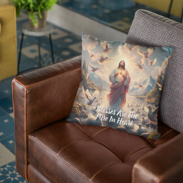 Jesus Serene Heaven of Ducks Throw Pillow (Creator Uploaded)