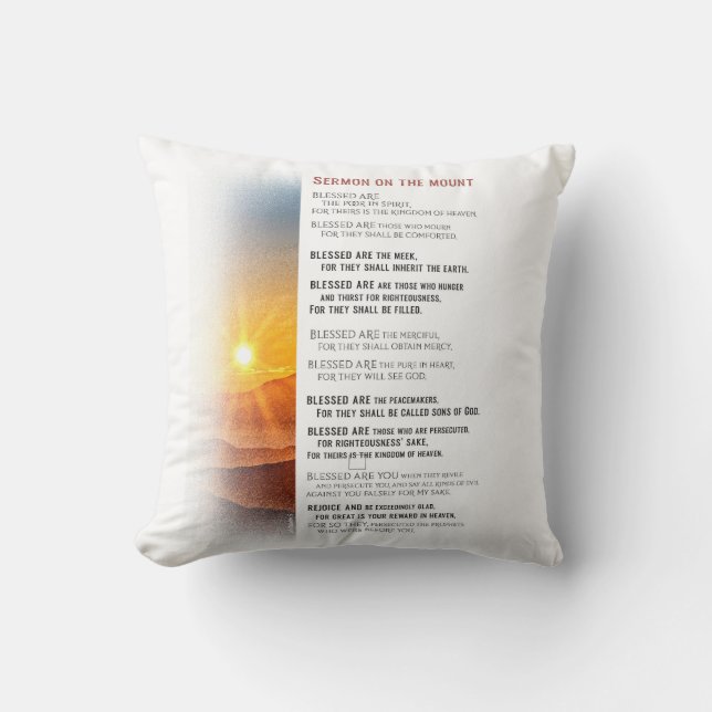Jesus' Sermon on the Mount - Matthew 5 Throw Pillow (Front)